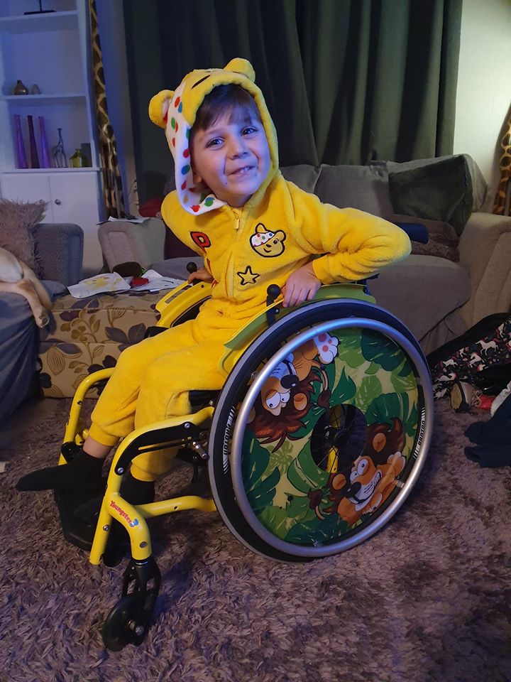 Little boy in a wheelchair 
